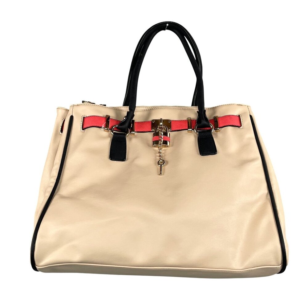 Aldo Tote Bag Cream Pink Trim Large Shoulder‎ Bag Purse